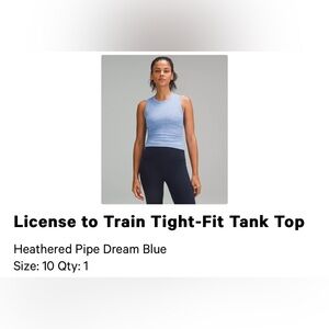 Lululemon License to Train Tight-Fit Tank Top - Blue